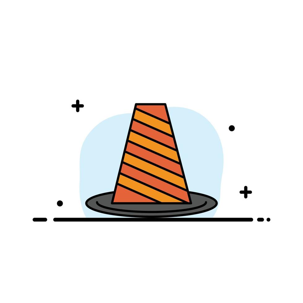 Cone Protection Road Roadblock Stop Warning  Business Flat Line Filled Icon Vector Banner Template