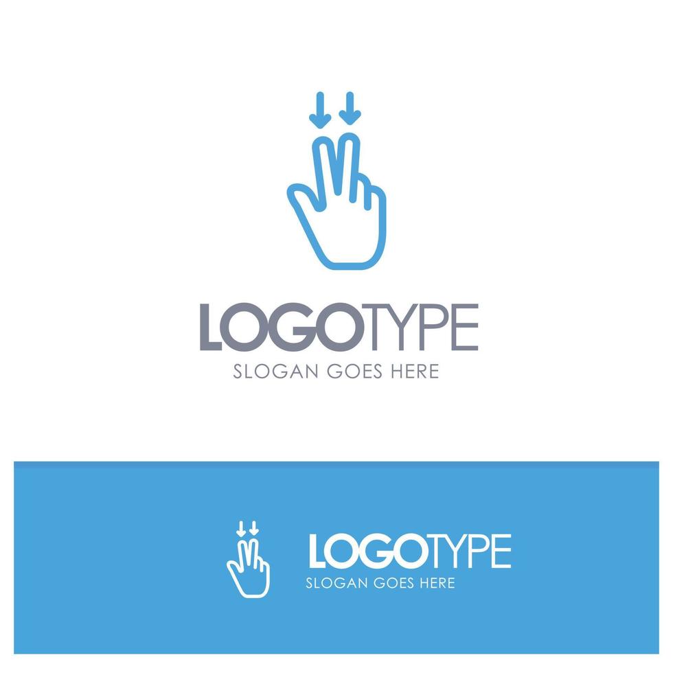 Fingers Gesture  Down Blue Outline Logo Place for Tagline vector