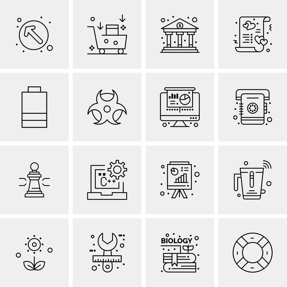 16 iconos universales de negocios vector ilustración de icono creativo para usar en proyectos relacionados con la web y dispositivos móviles