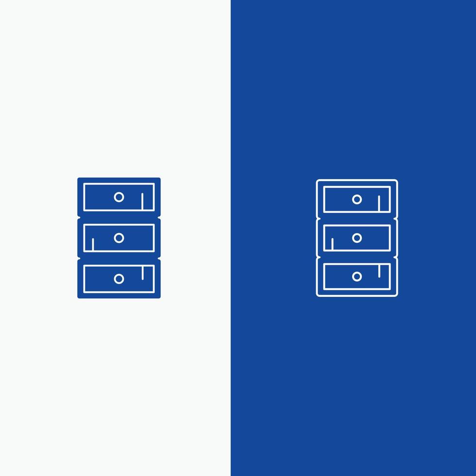 Safe Cabinet Closet Cupboard Line and Glyph Solid icon Blue banner Line and Glyph Solid icon Blue banner vector