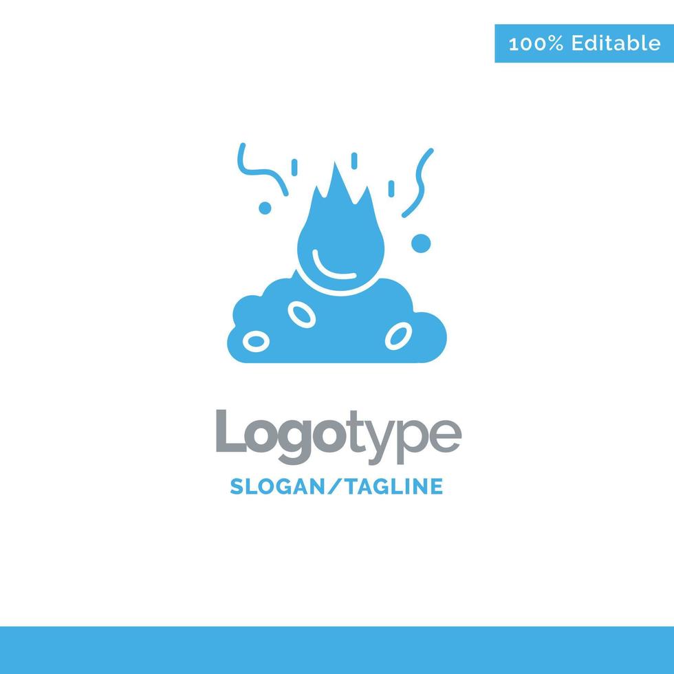 Burn Fire Garbage Pollution Smoke Blue Solid Logo Template Place for Tagline vector
