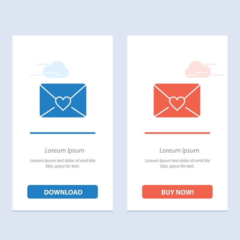 Mail Love Heart  Blue and Red Download and Buy Now web Widget Card Template vector