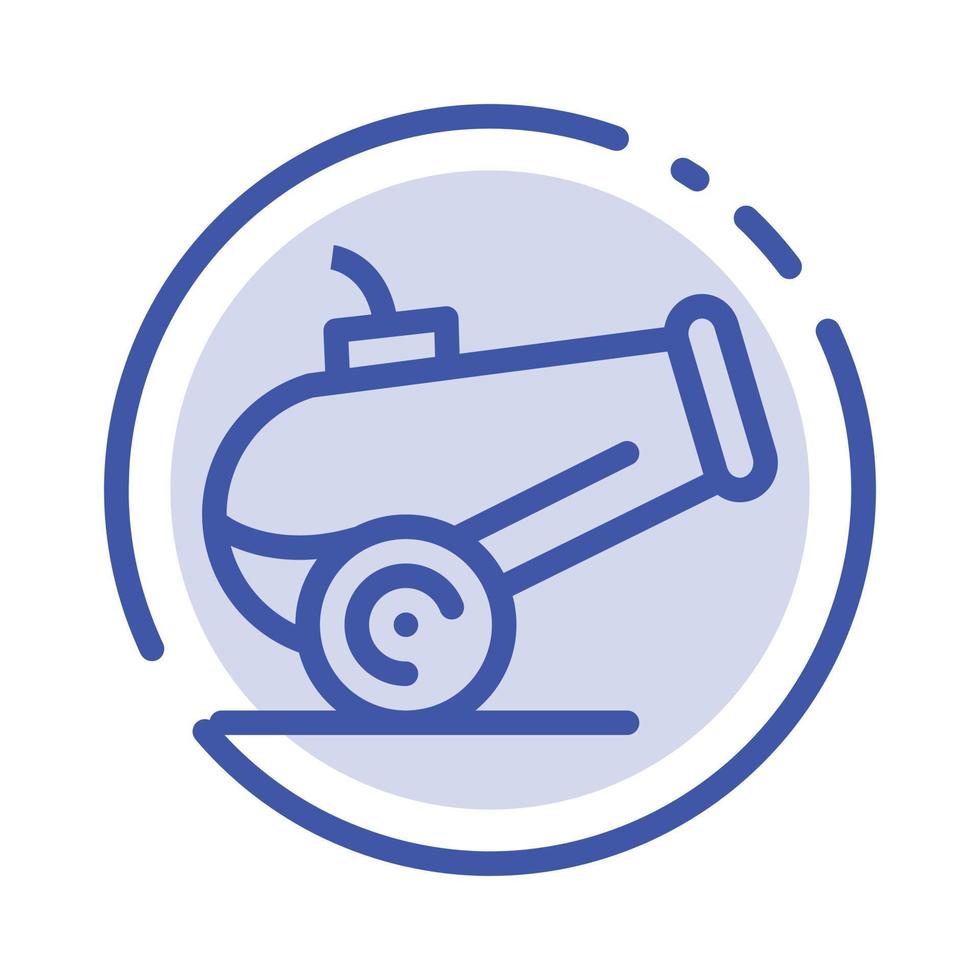 Canon Weapon Blue Dotted Line Line Icon vector