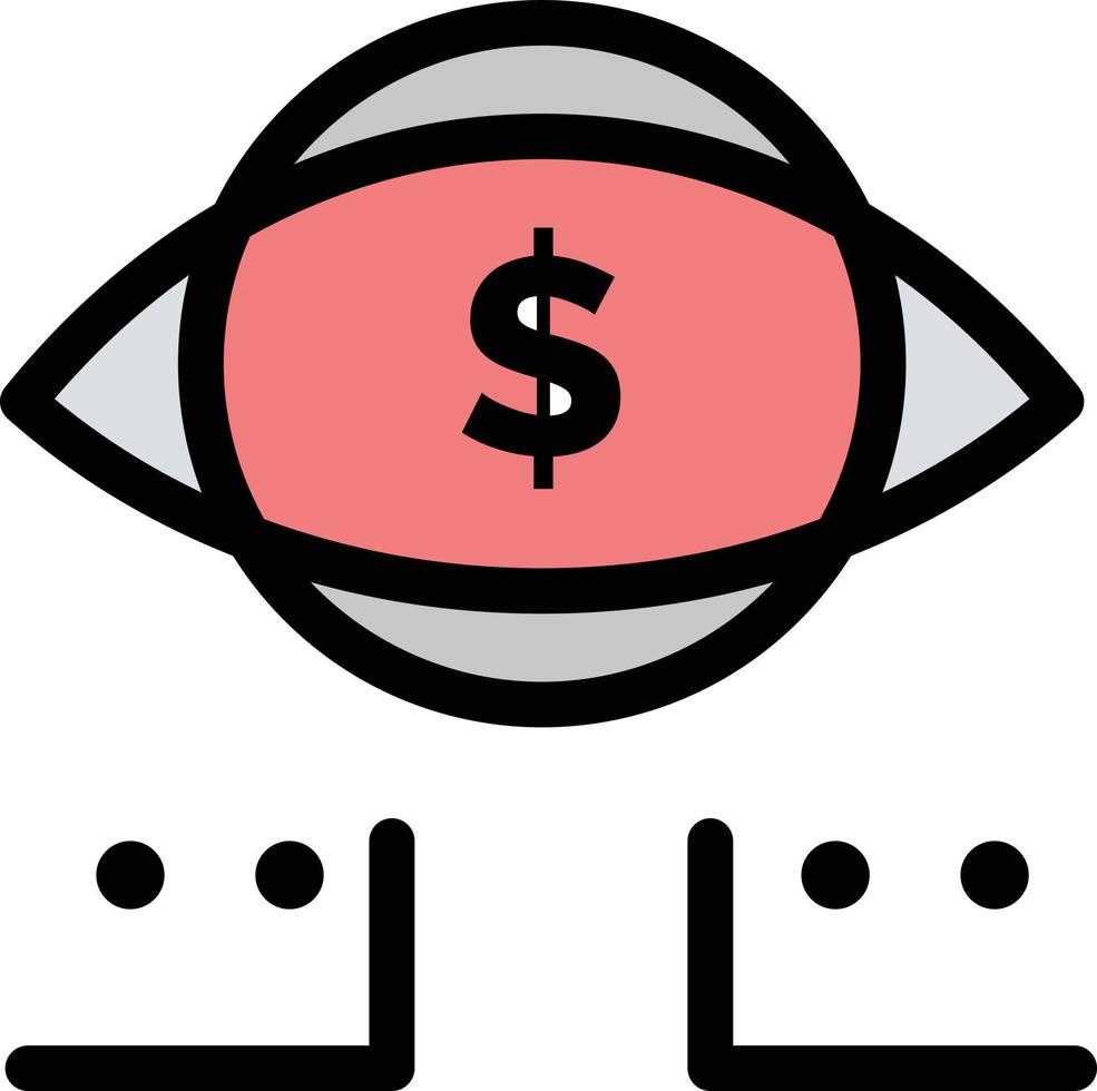ojo dólar marketing digital color plano icono vector icono banner plantilla