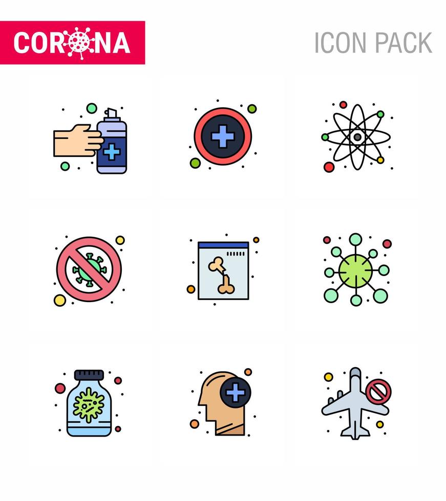 conjunto de iconos de prevención de coronavirus 25 laboratorio científico de hueso azul sin diagnóstico elementos de diseño de vector de enfermedad de coronavirus viral 2019nov