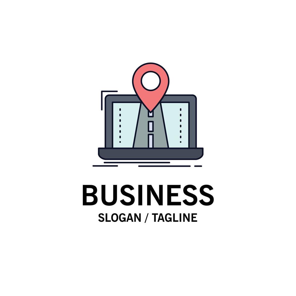 Navigation Map System GPS Route Flat Color Icon Vector