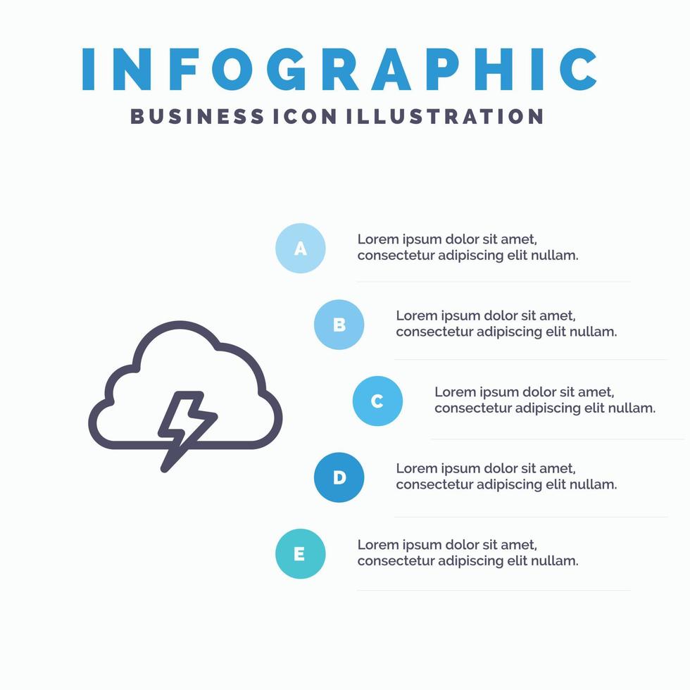 Power Cloud Nature Spring Sun Line icon with 5 steps presentation infographics Background vector