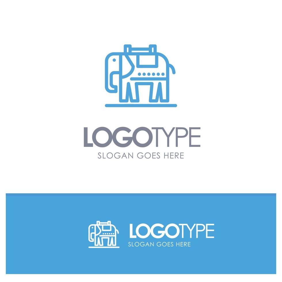Elephant American Usa Blue Outline Logo Place for Tagline vector