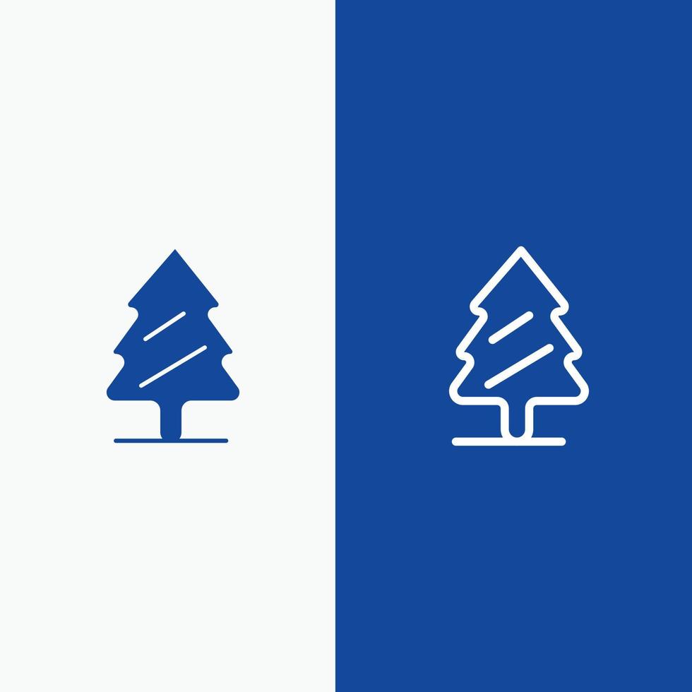 Nature Pine Spring Tree Line and Glyph Solid icon Blue banner Line and Glyph Solid icon Blue banner vector