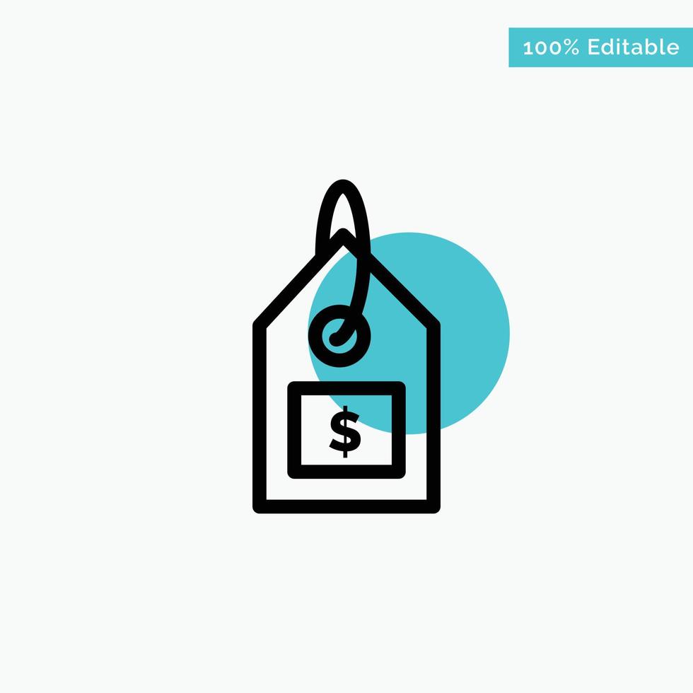 Tag Dollar Label Interface turquoise highlight circle point Vector icon