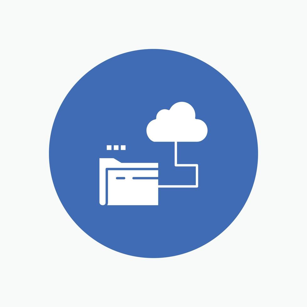 Cloud Folder Storage File white glyph icon vector