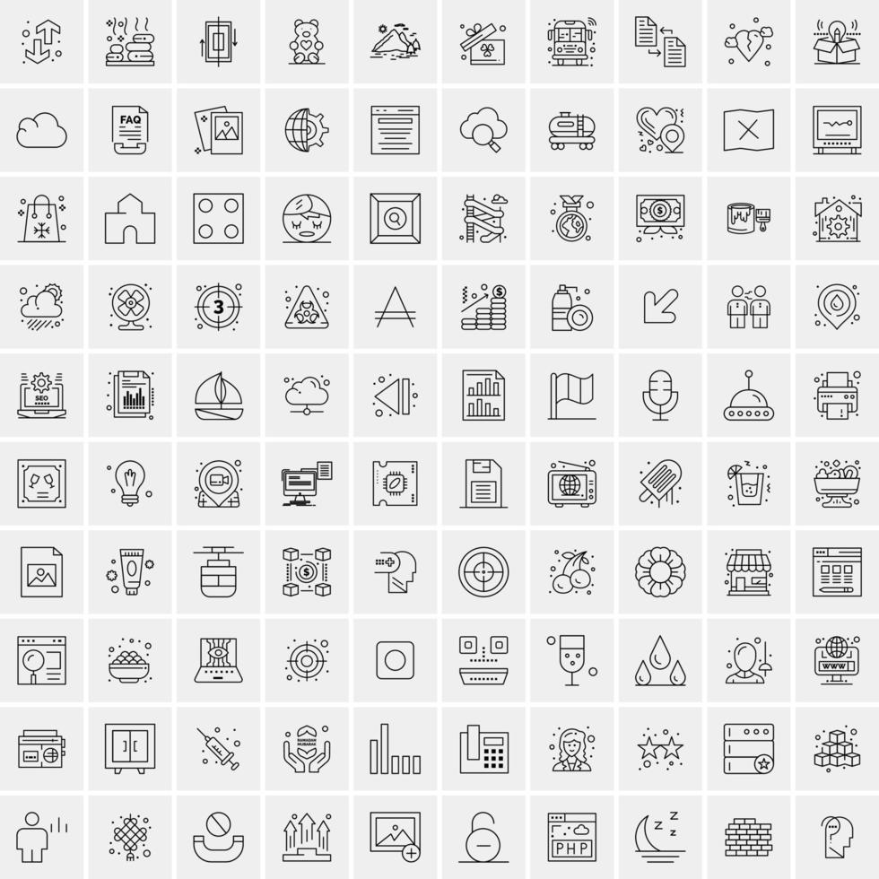 Set of 100 Creative Business Line Icons vector