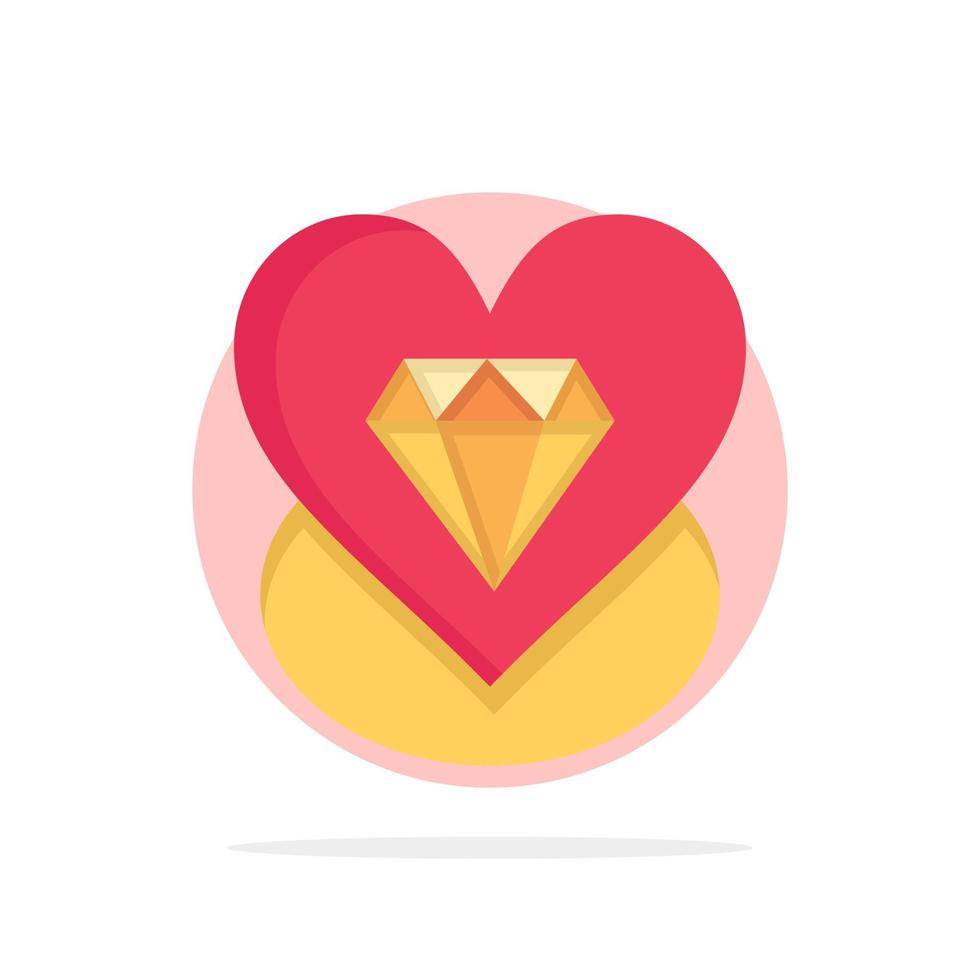 Diamond Love Heart Wedding Abstract Circle Background Flat color Icon vector