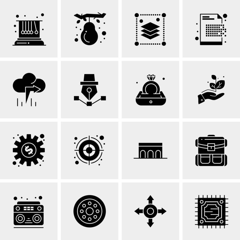 16 iconos universales de negocios vector ilustración de icono creativo para usar en proyectos relacionados con la web y dispositivos móviles