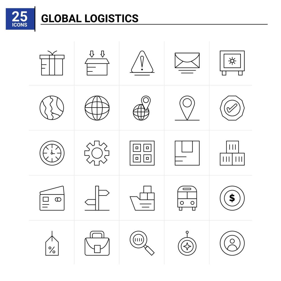 25 Global Logistics icon set vector background