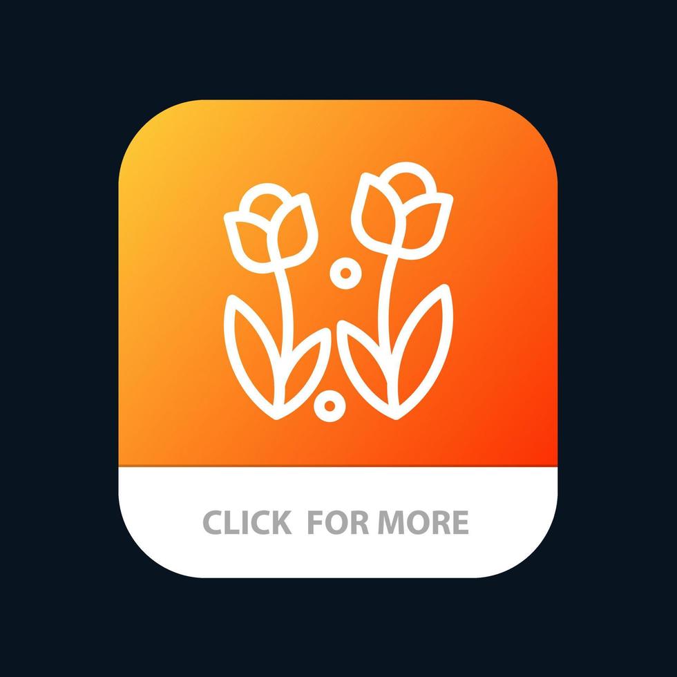 Flora Flower Nature Rose Spring Mobile App Button Android and IOS Line Version vector