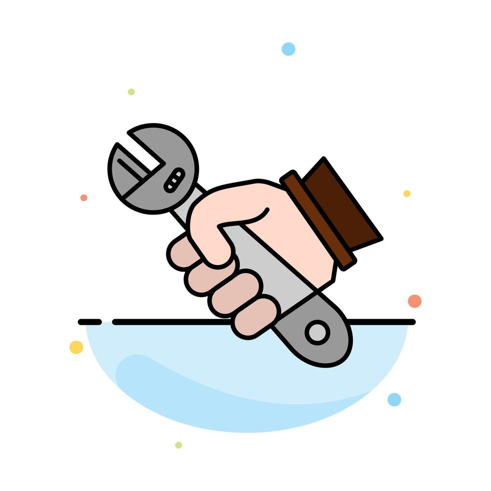 Wrench Repair Fix Tools Hand Abstract Flat Color Icon Template vector