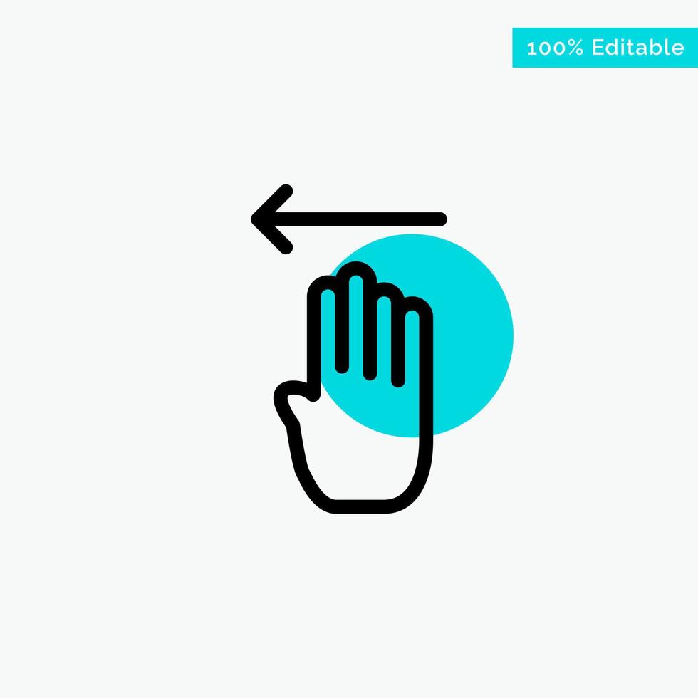 Finger Four Gesture Left turquoise highlight circle point Vector icon