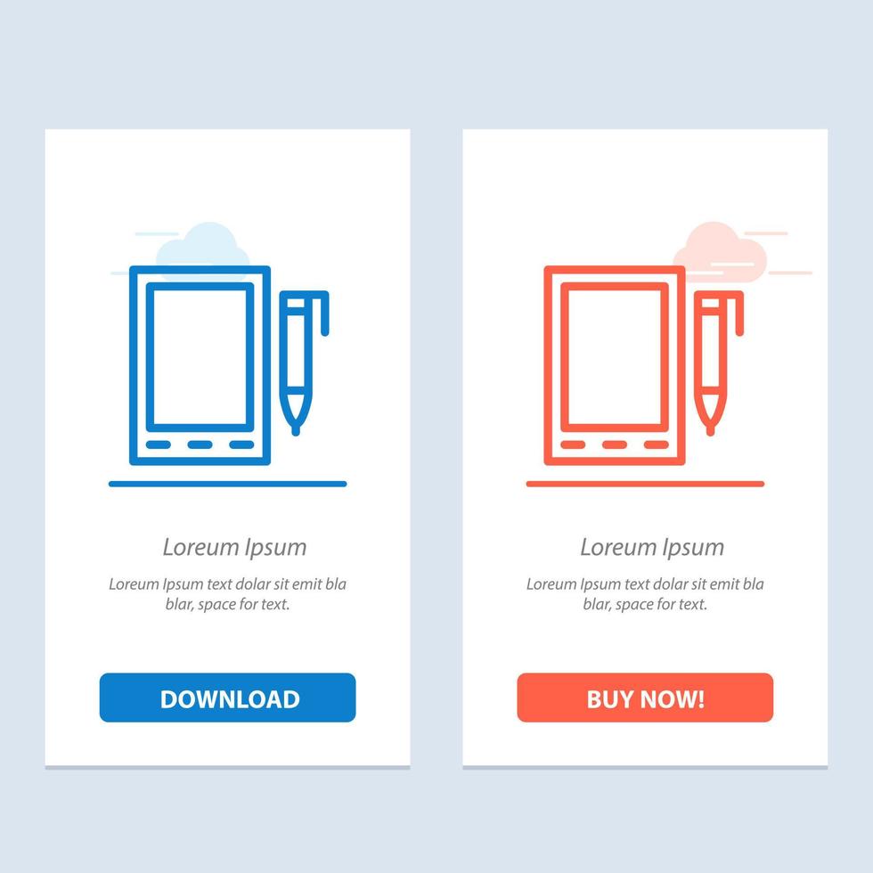 Mobile Cell Pencil Design  Blue and Red Download and Buy Now web Widget Card Template vector