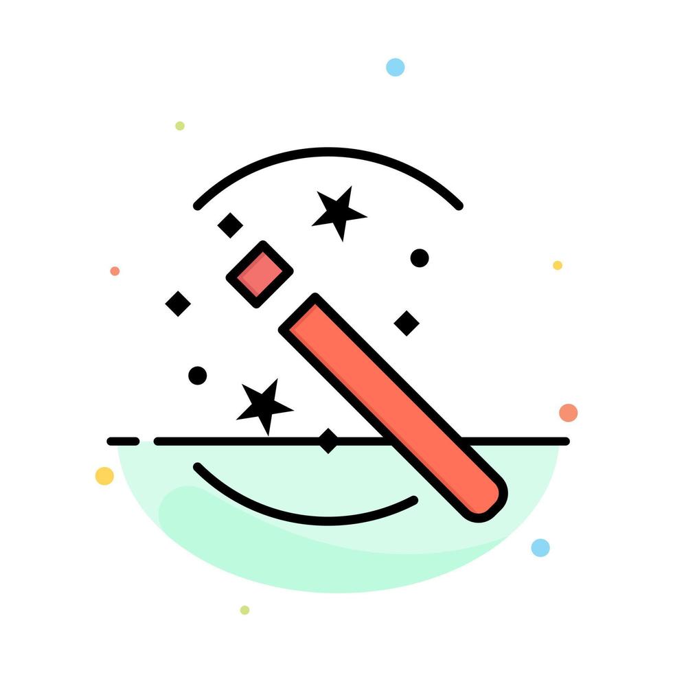 Tricks Solution Magic Stick Abstract Flat Color Icon Template vector