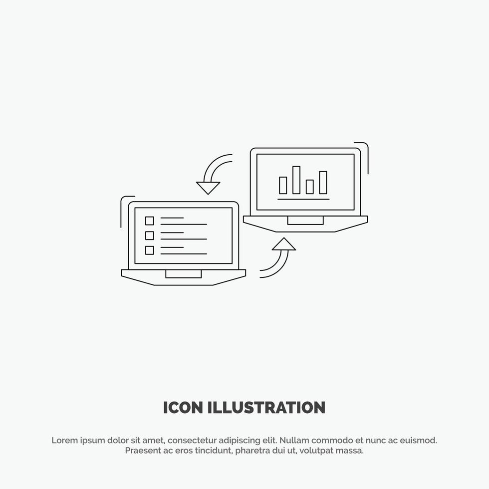 vector de icono de línea de información de datos de conexión de completadores de negocios de intercambio