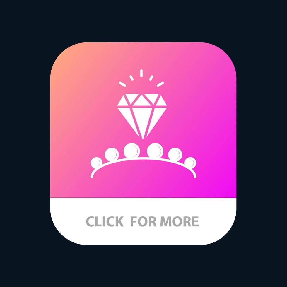 Diamond Love Heart Wedding Mobile App Button Android and IOS Glyph Version vector