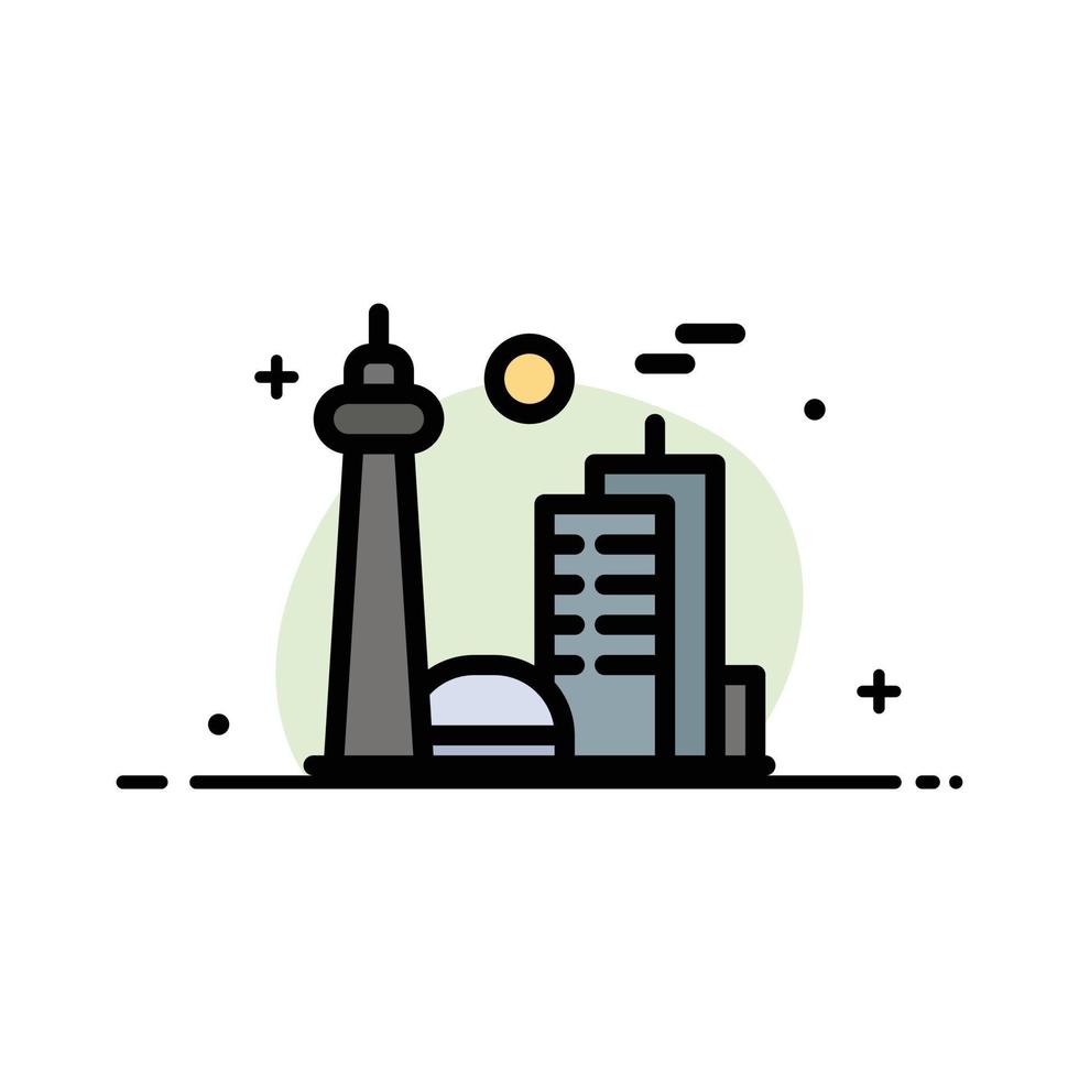 Building Canada City Famous City Toronto  Business Flat Line Filled Icon Vector Banner Template