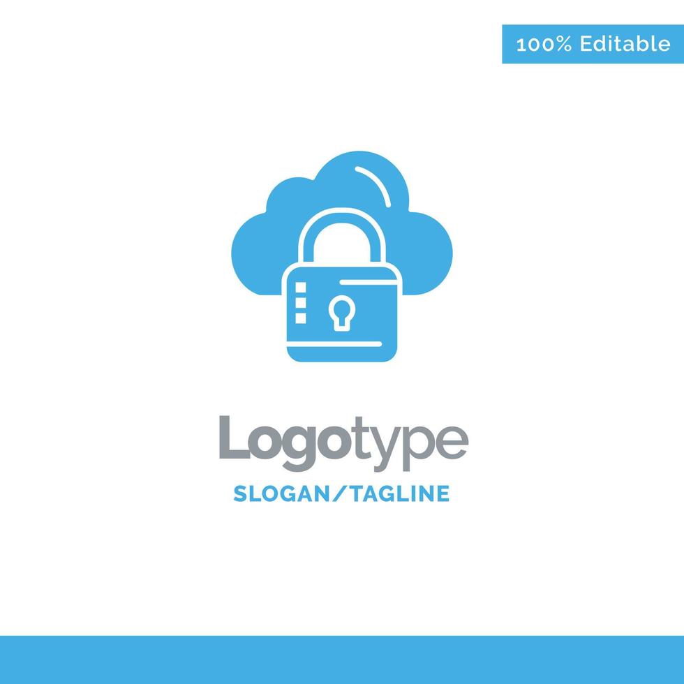 Cloud Network Lock Locked Blue Business Logo Template vector