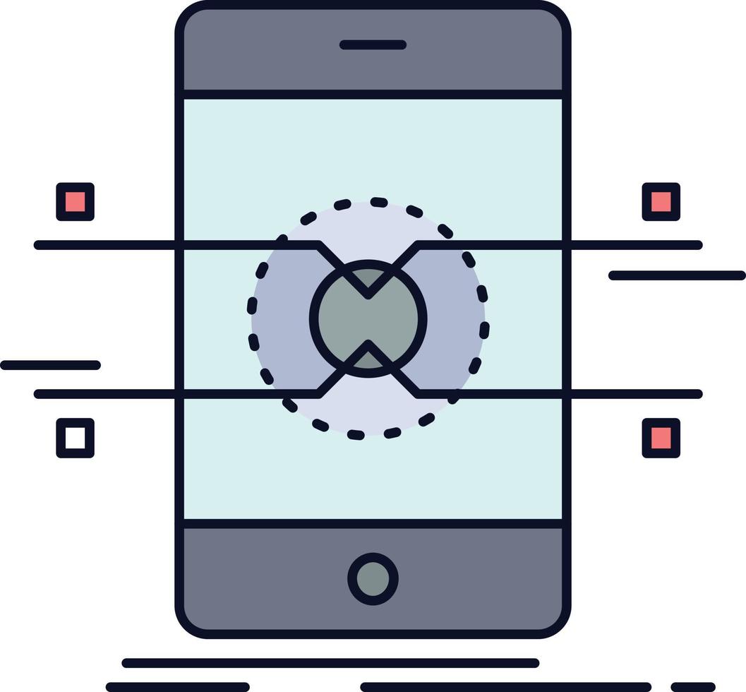 Api interface mobile phone smartphone Flat Color Icon Vector