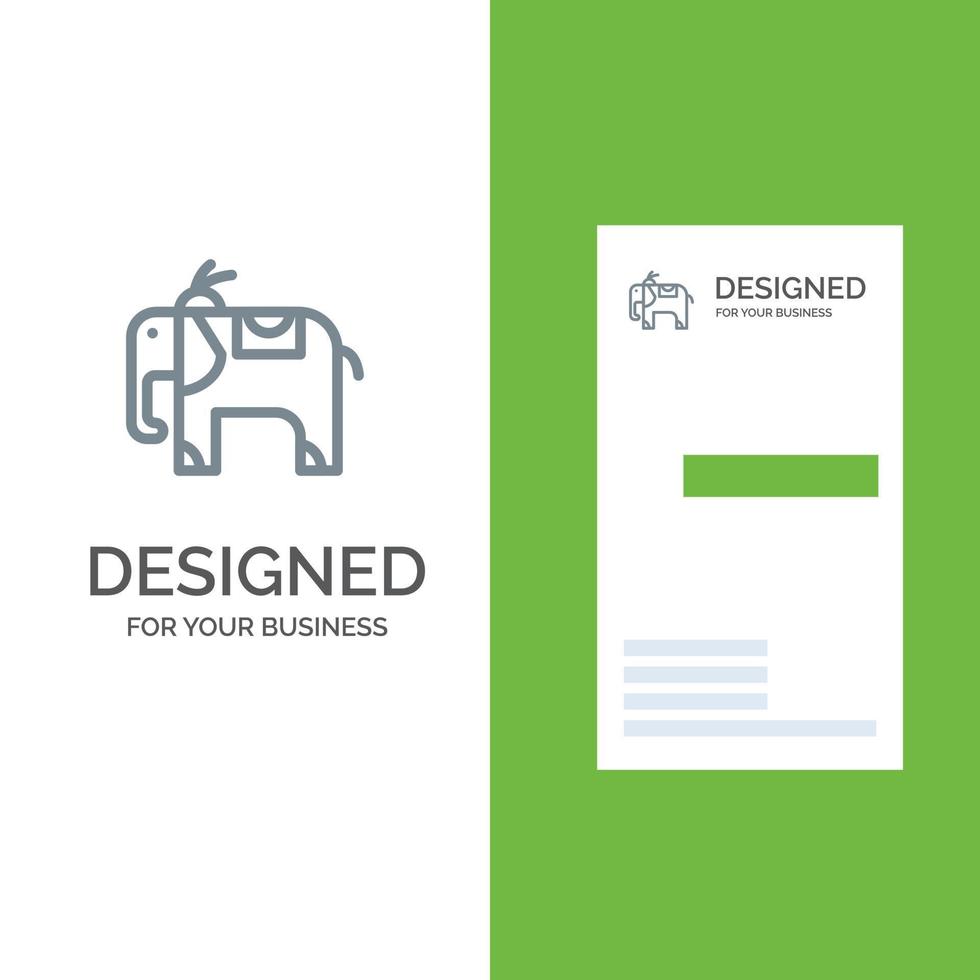 diseño de logotipo gris animal elefante y plantilla de tarjeta de visita vector