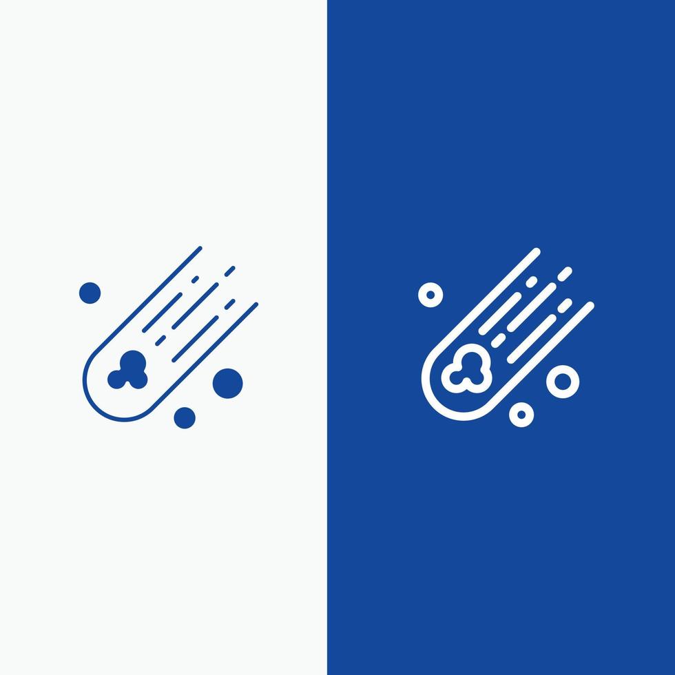 Asteroid Comet Space Line and Glyph Solid icon Blue banner Line and Glyph Solid icon Blue banner vector