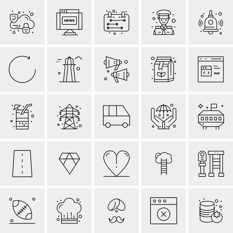 25 iconos de negocios universales vector ilustración de icono creativo para usar en proyectos relacionados con la web y dispositivos móviles