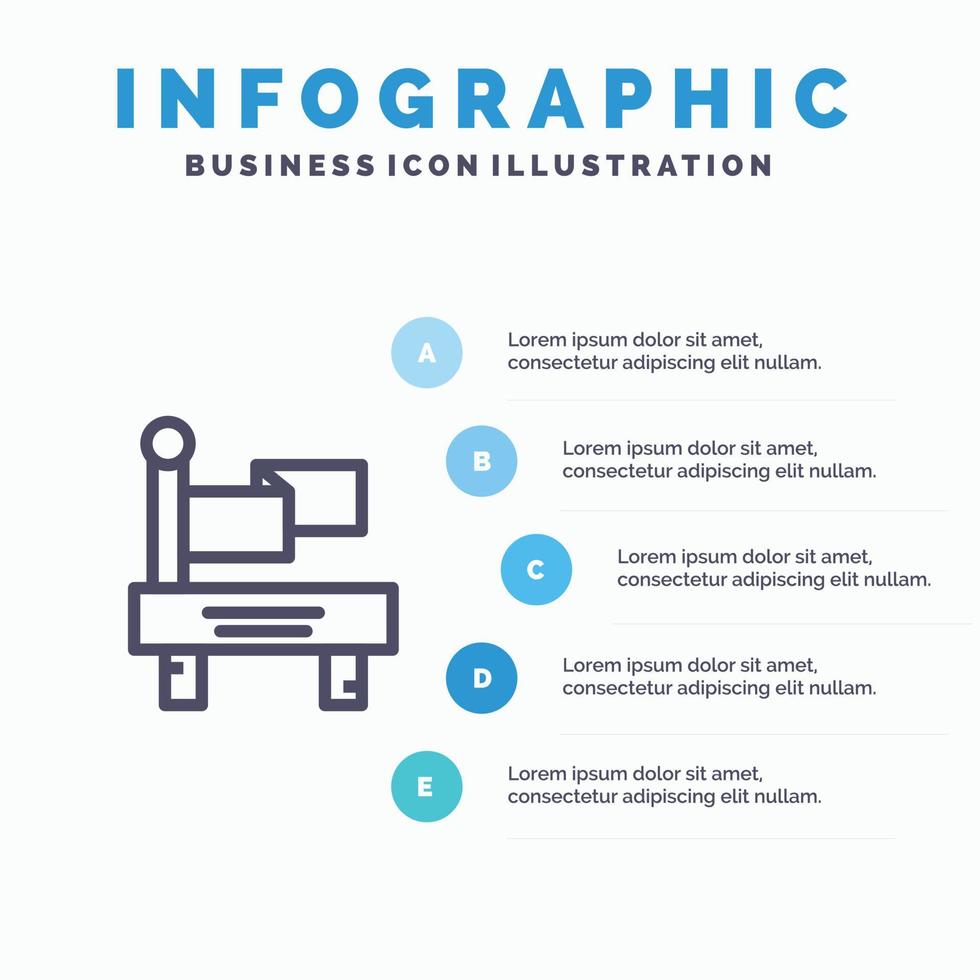 Flag Train Transportation Line icon with 5 steps presentation infographics Background vector