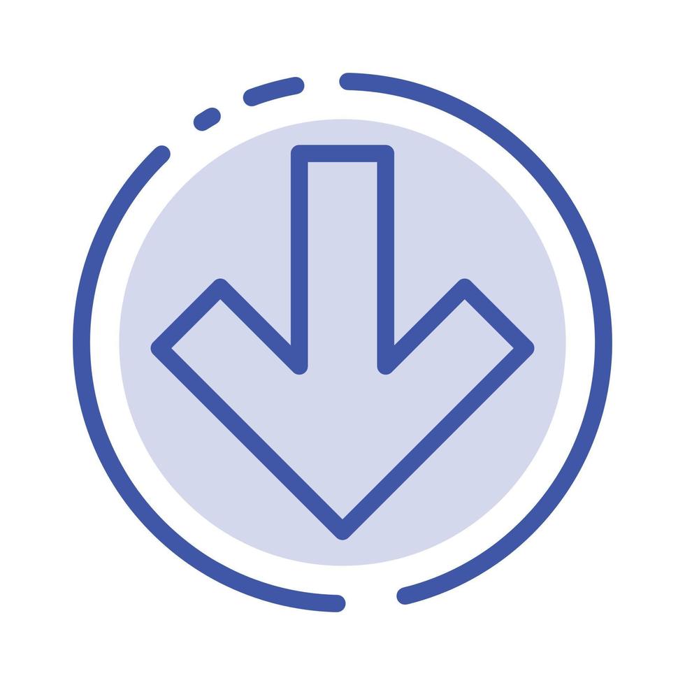 Arrow Down Back Blue Dotted Line Line Icon vector
