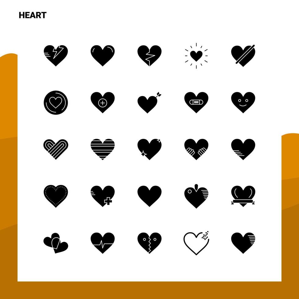 25 conjunto de iconos de corazón plantilla de ilustración de vector de icono de glifo sólido para ideas web y móviles para empresa comercial