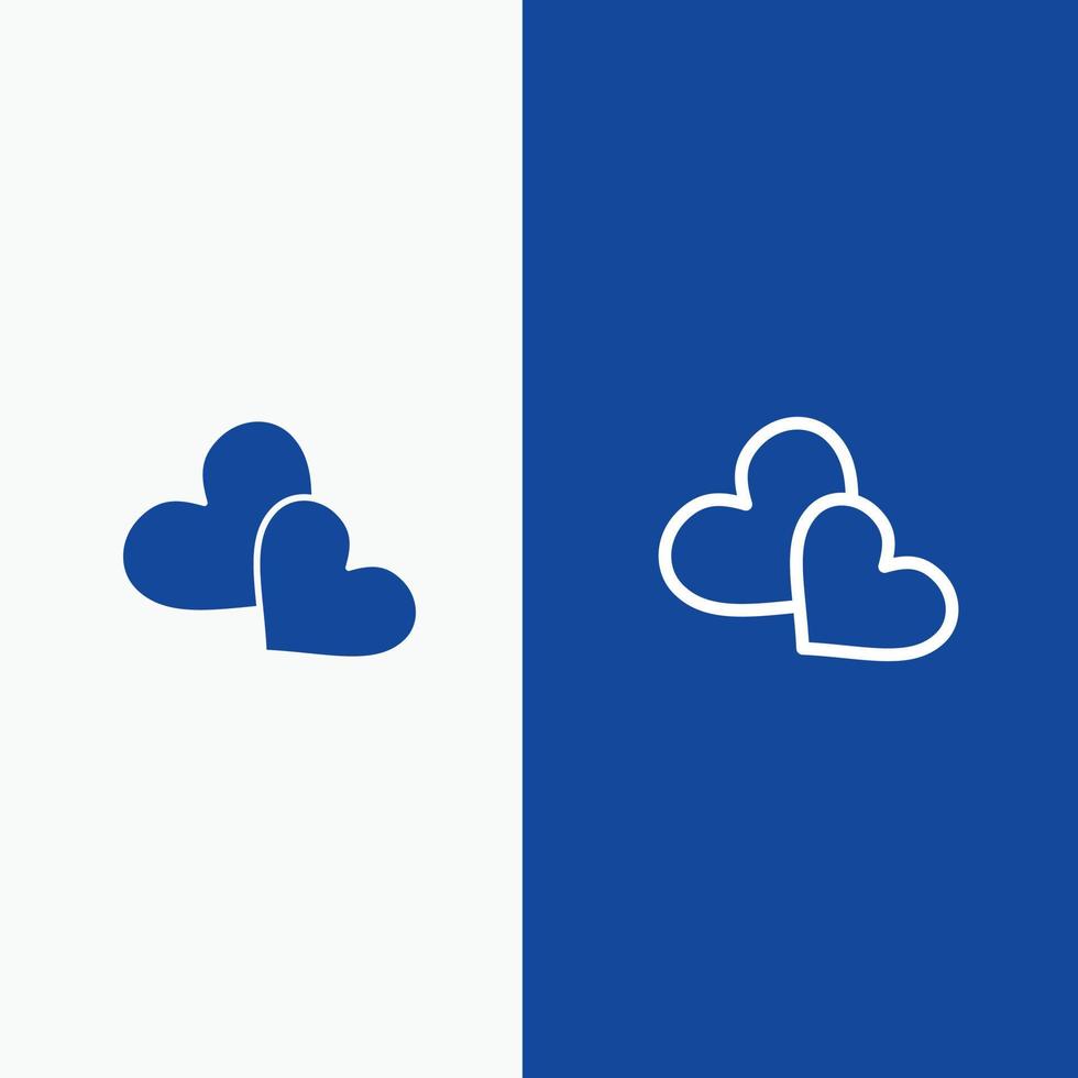 Heart Love Loves Wedding Line and Glyph Solid icon Blue banner Line and Glyph Solid icon Blue banner vector