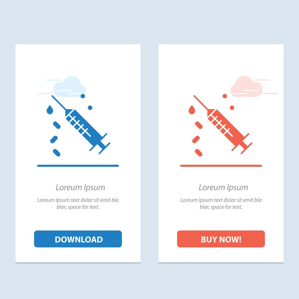 Injection Syringe Vaccine Treatment  Blue and Red Download and Buy Now web Widget Card Template vector