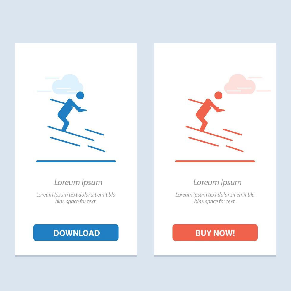 Activity Ski Skiing Sportsman  Blue and Red Download and Buy Now web Widget Card Template vector