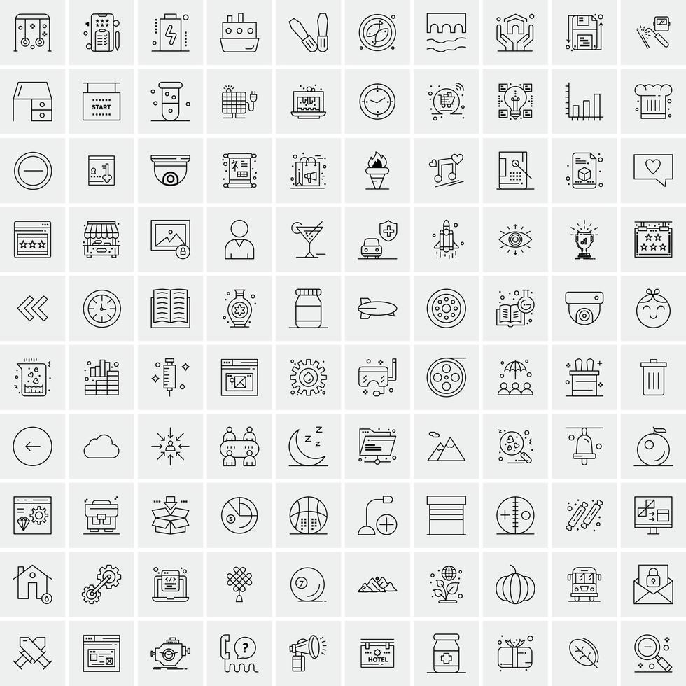 conjunto de 100 iconos de línea de negocios creativos vector