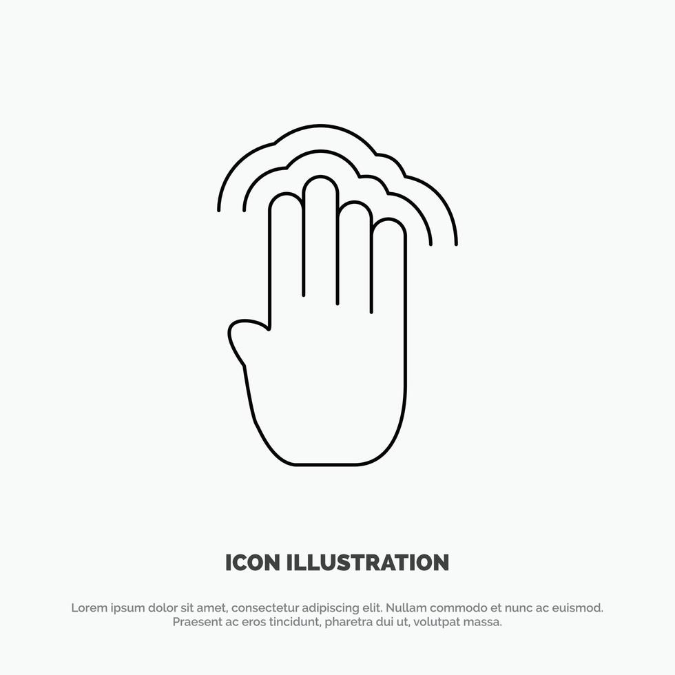 Fingers Four Gestures Interface Multiple Tap Line Icon Vector