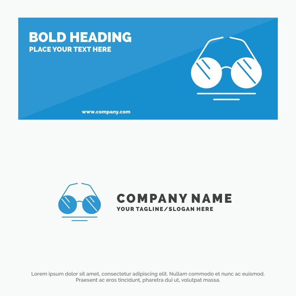 Glasses Eye View Spring SOlid Icon Website Banner and Business Logo Template vector