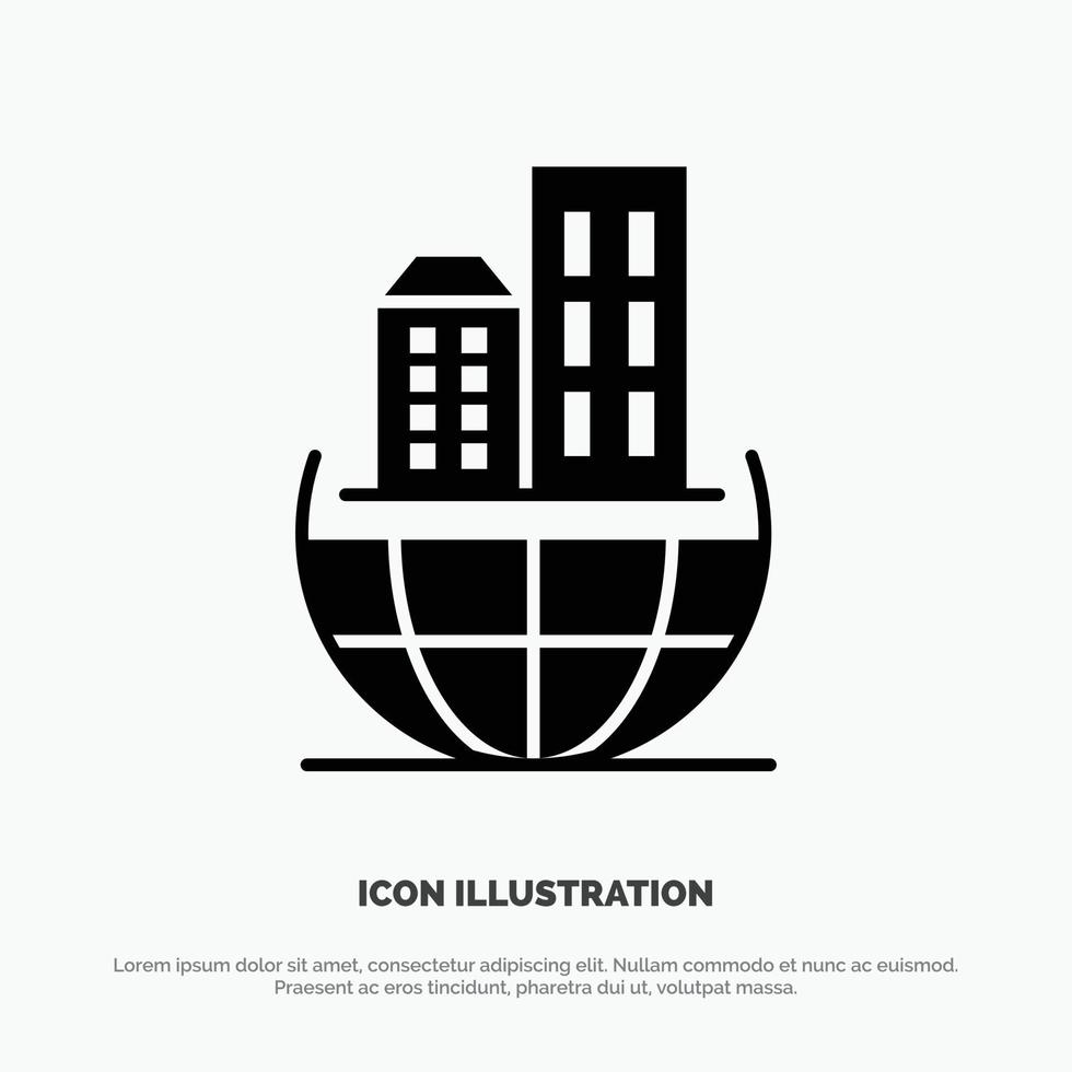 Global Organization Architecture Business Sustainable solid Glyph Icon vector