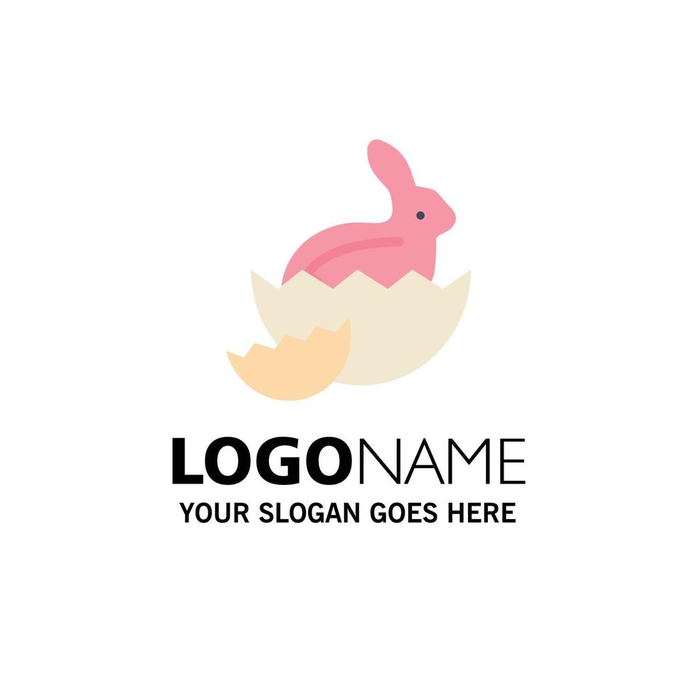 Rabbit Easter Baby Nature Business Logo Template Flat Color vector