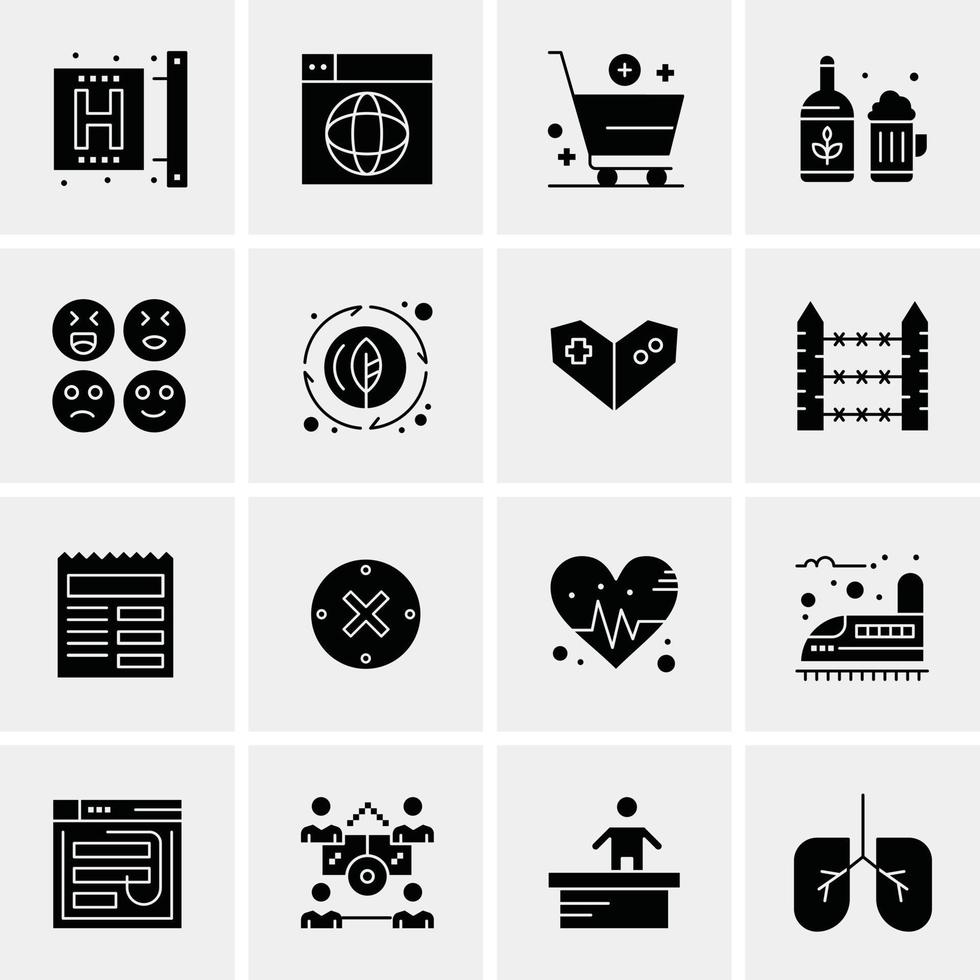 16 iconos universales de negocios vector ilustración de icono creativo para usar en proyectos relacionados con la web y dispositivos móviles