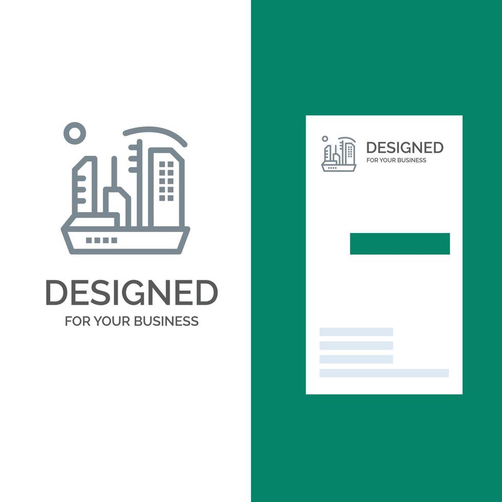 City Colonization Colony Dome Expansion Grey Logo Design and Business Card Template vector