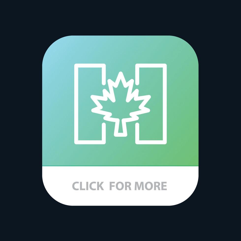 botón de la aplicación móvil de la hoja de canadá otoño de la bandera versión de línea de android e ios vector