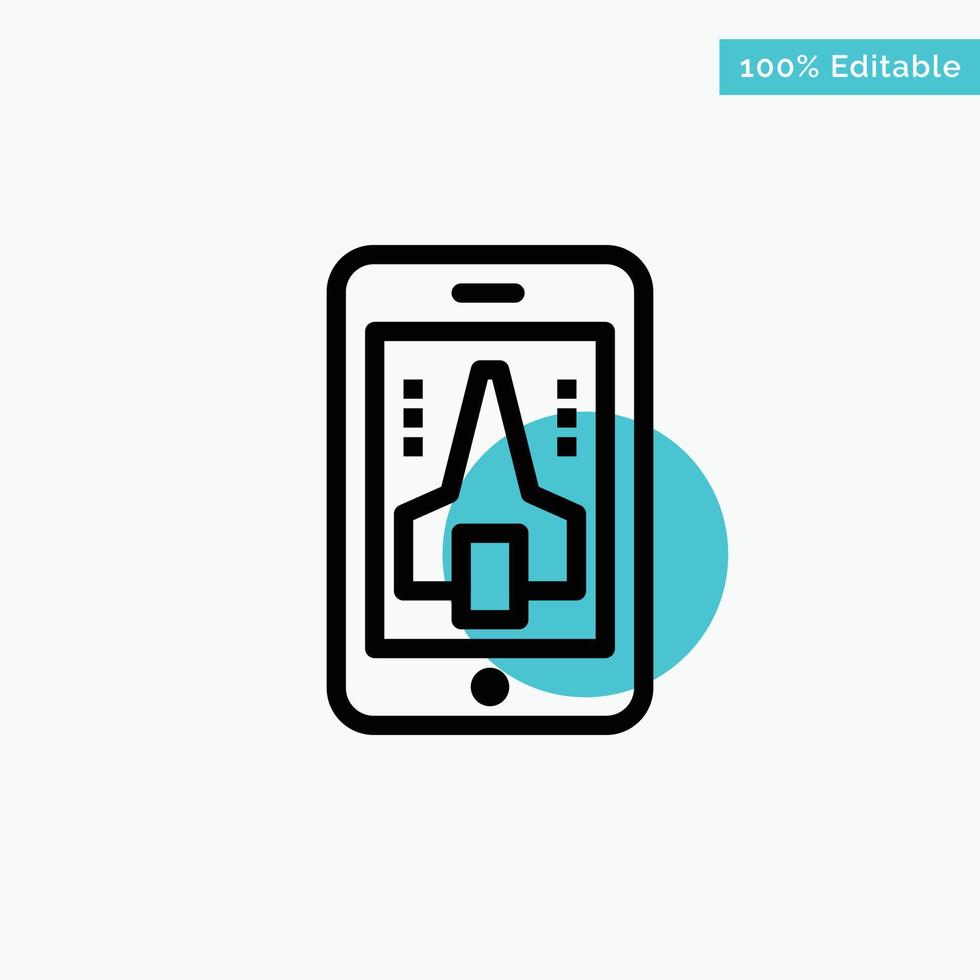 Game Playing Mobile Smartphone turquoise highlight circle point Vector icon