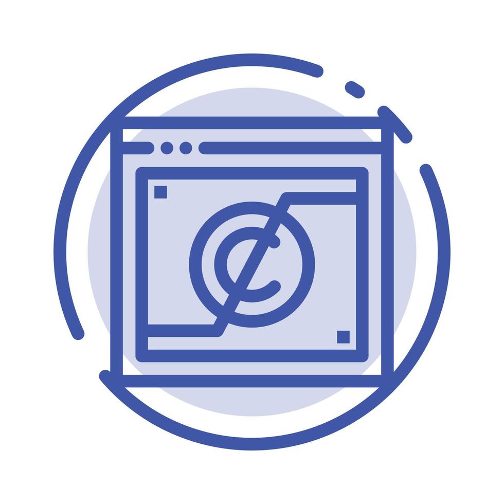 derecho de autor comercial derecho de dominio digital línea punteada azul icono de línea vector