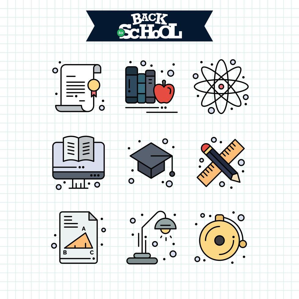 Back to School icon. Education and Learning line icons set. vector