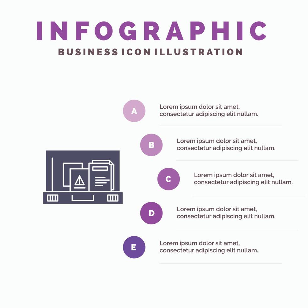 Presentation Paper Bag Briefcase Solid Icon Infographics 5 Steps Presentation Background vector